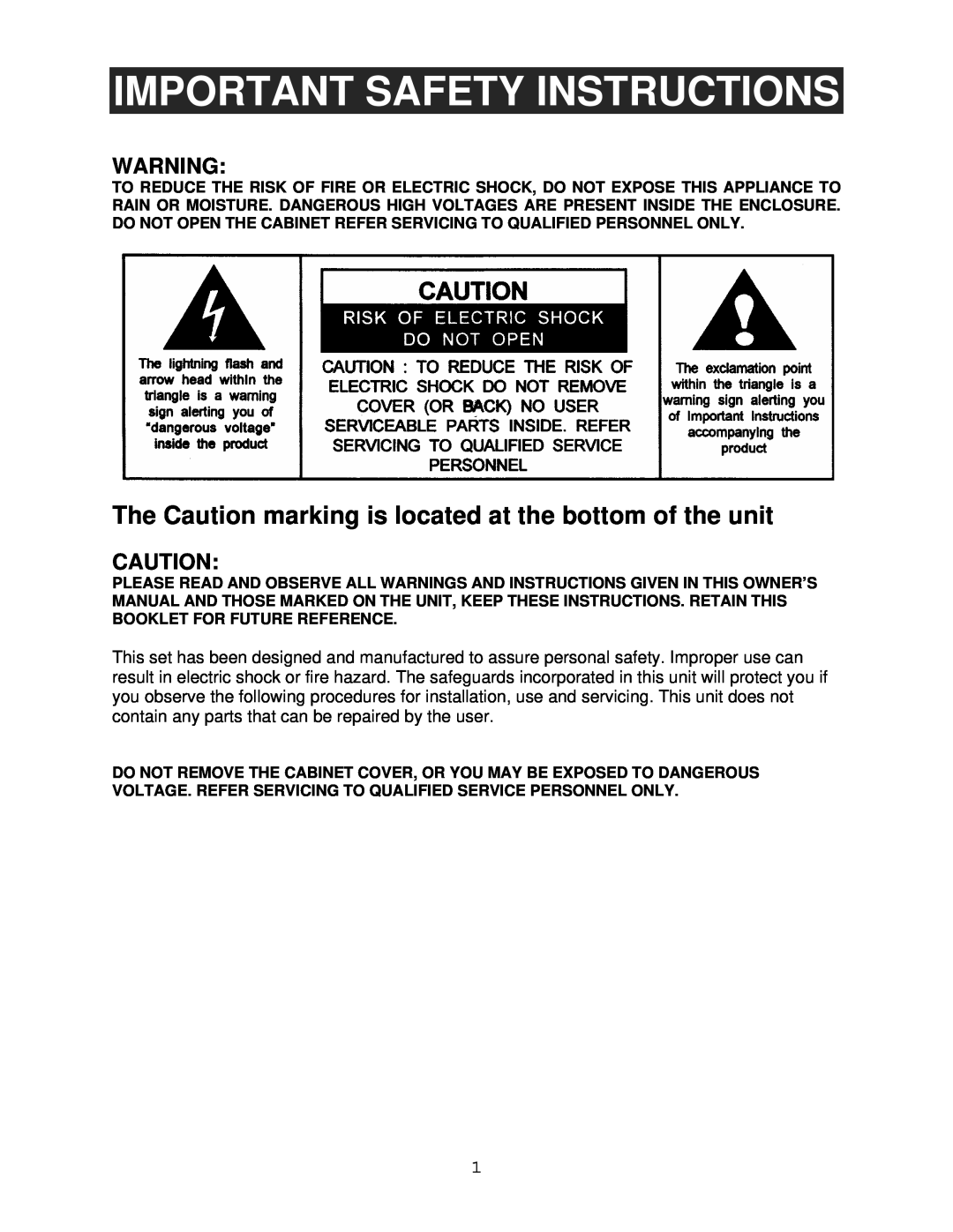Jensen CD-545 instruction manual Important Safety Instructions 