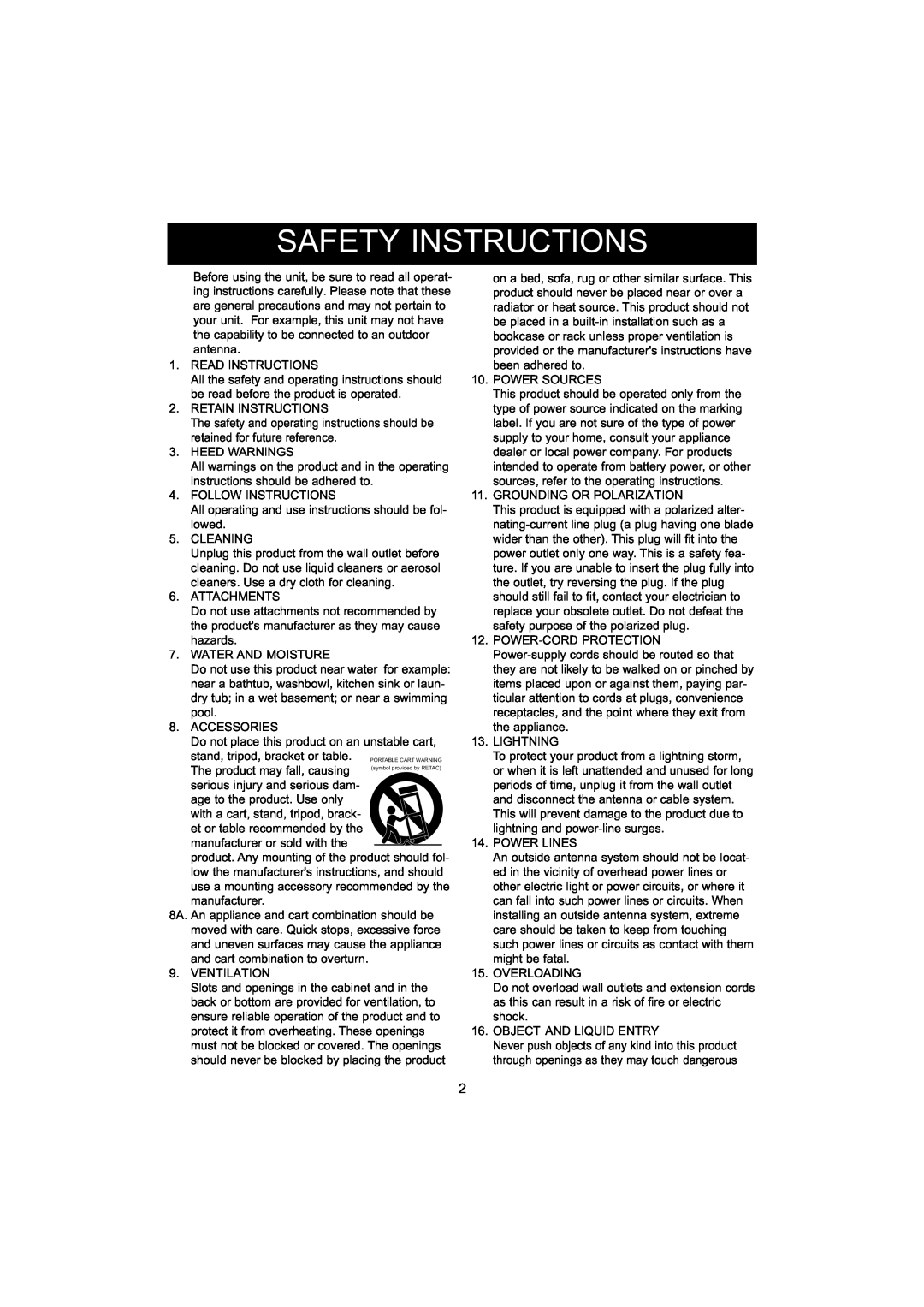 Jensen CD-545 instruction manual Safety Instructions 