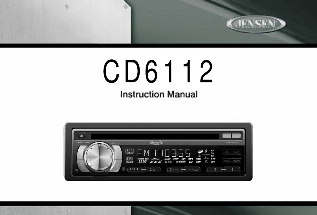 Jensen CD6112 instruction manual 