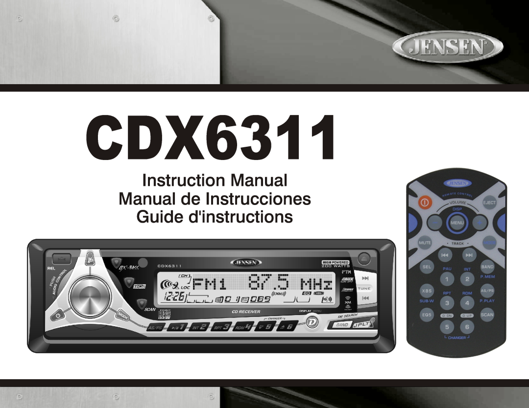 Jensen CDX6311 instruction manual Guide dinstructions 