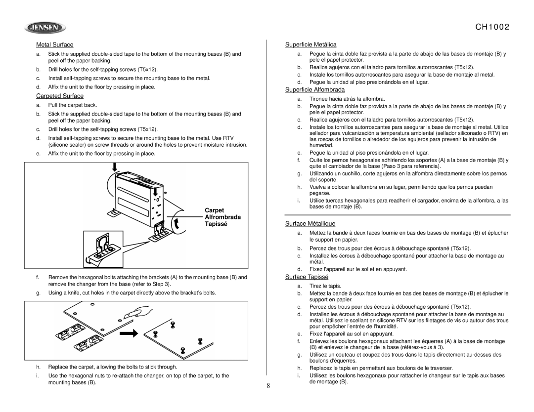 Jensen CH1002 owner manual 