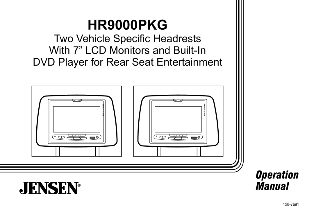 Jensen HR9000PKG operation manual 