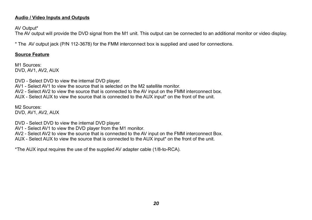 Jensen HR9000PKG operation manual Audio / Video Inputs and Outputs, Source Feature 