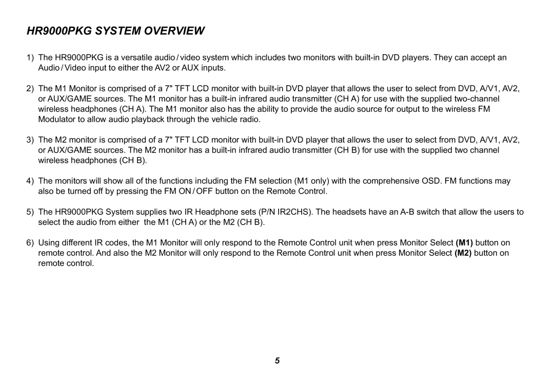 Jensen operation manual HR9000PKG System Overview 