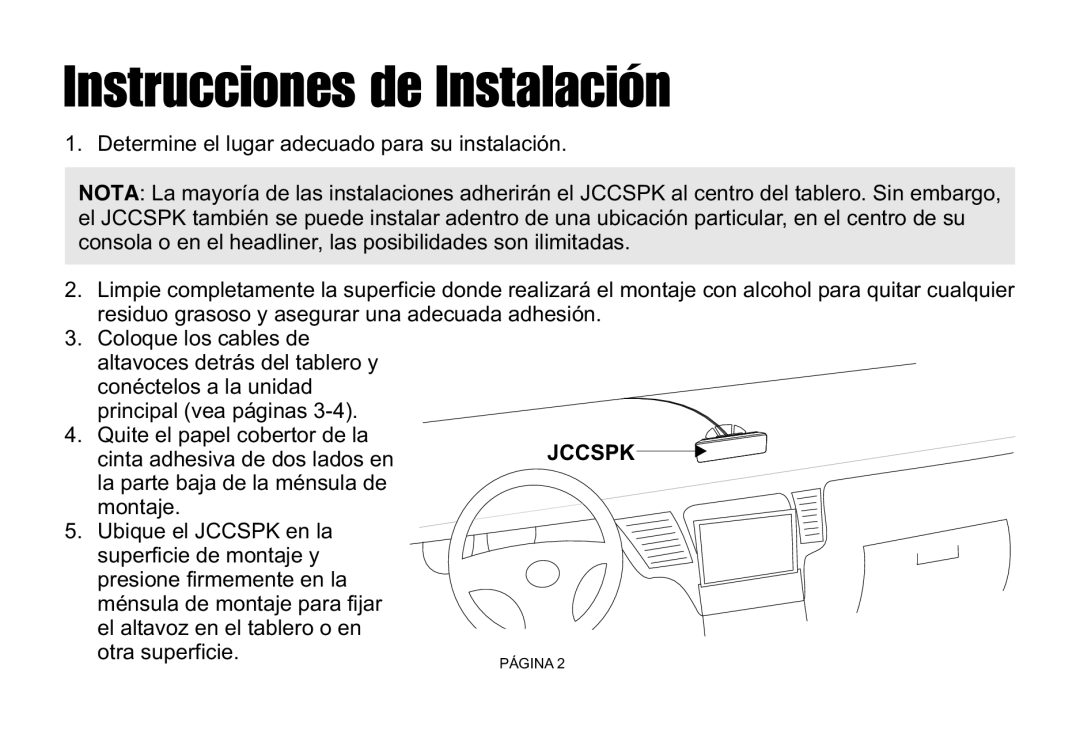 Jensen JCCSPK installation instructions Instrucciones de Instalación 