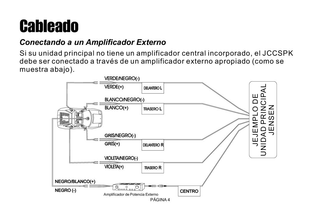 Jensen JCCSPK installation instructions Conectando a un Amplificador Externo 