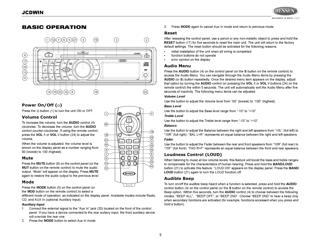 Jensen JCDWIN operation manual Jcdwin Basic Operation 