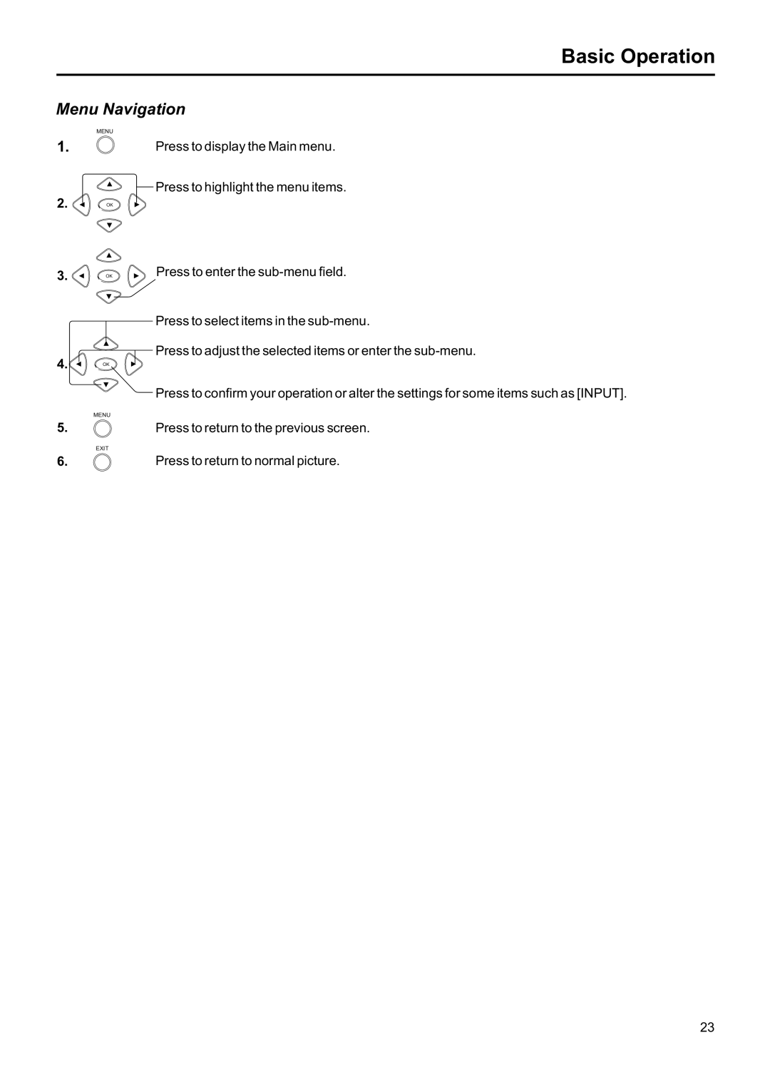 Jensen JE1507DC operation manual Menu Navigation 