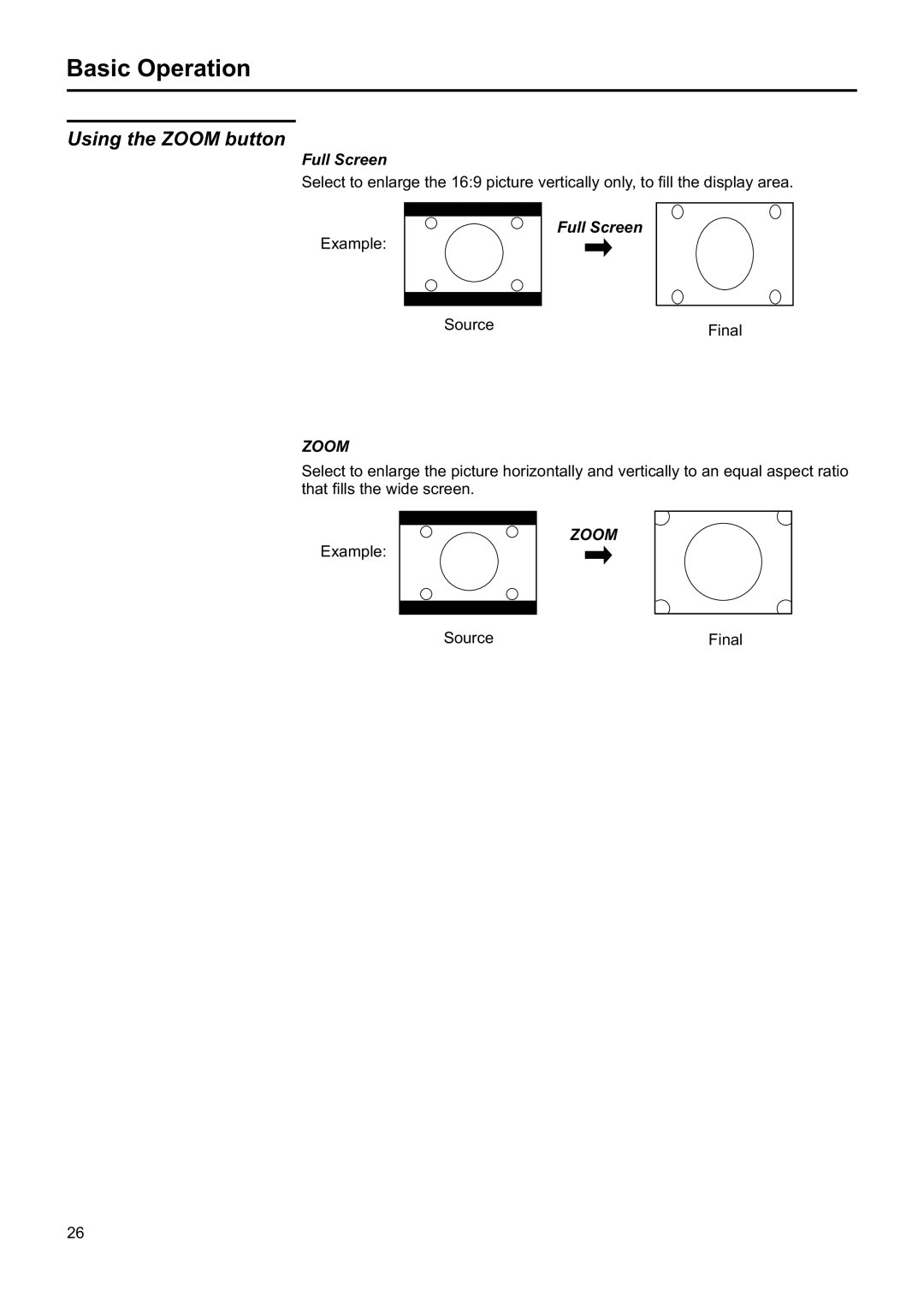 Jensen JE1507DC operation manual Source Final, Zoom 