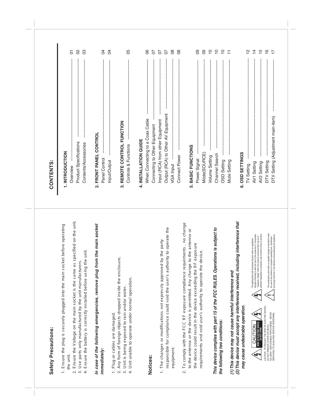 Jensen JE1510 specifications Contents 