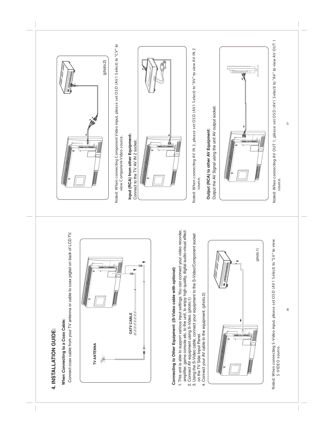 Jensen JE1510 specifications Installation Guide, When Connecting to a Coax Cable, Input RCA from other Equipment 