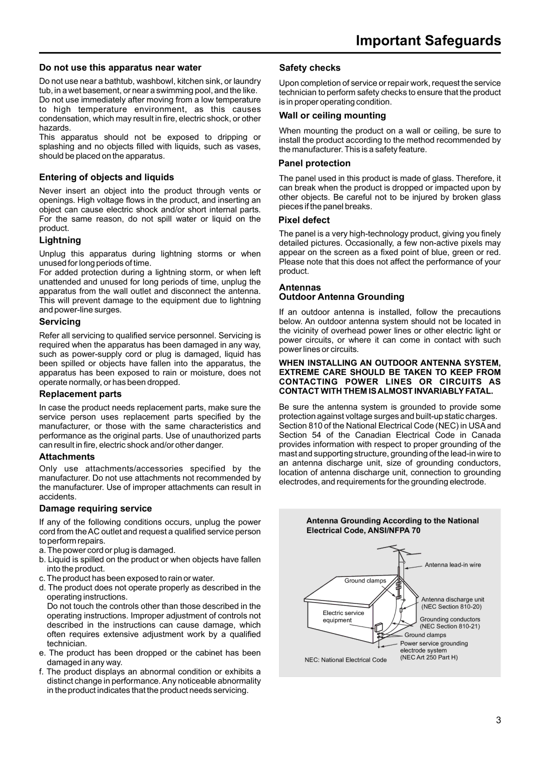 Jensen JE1907DC operation manual Do not use this apparatus near water 