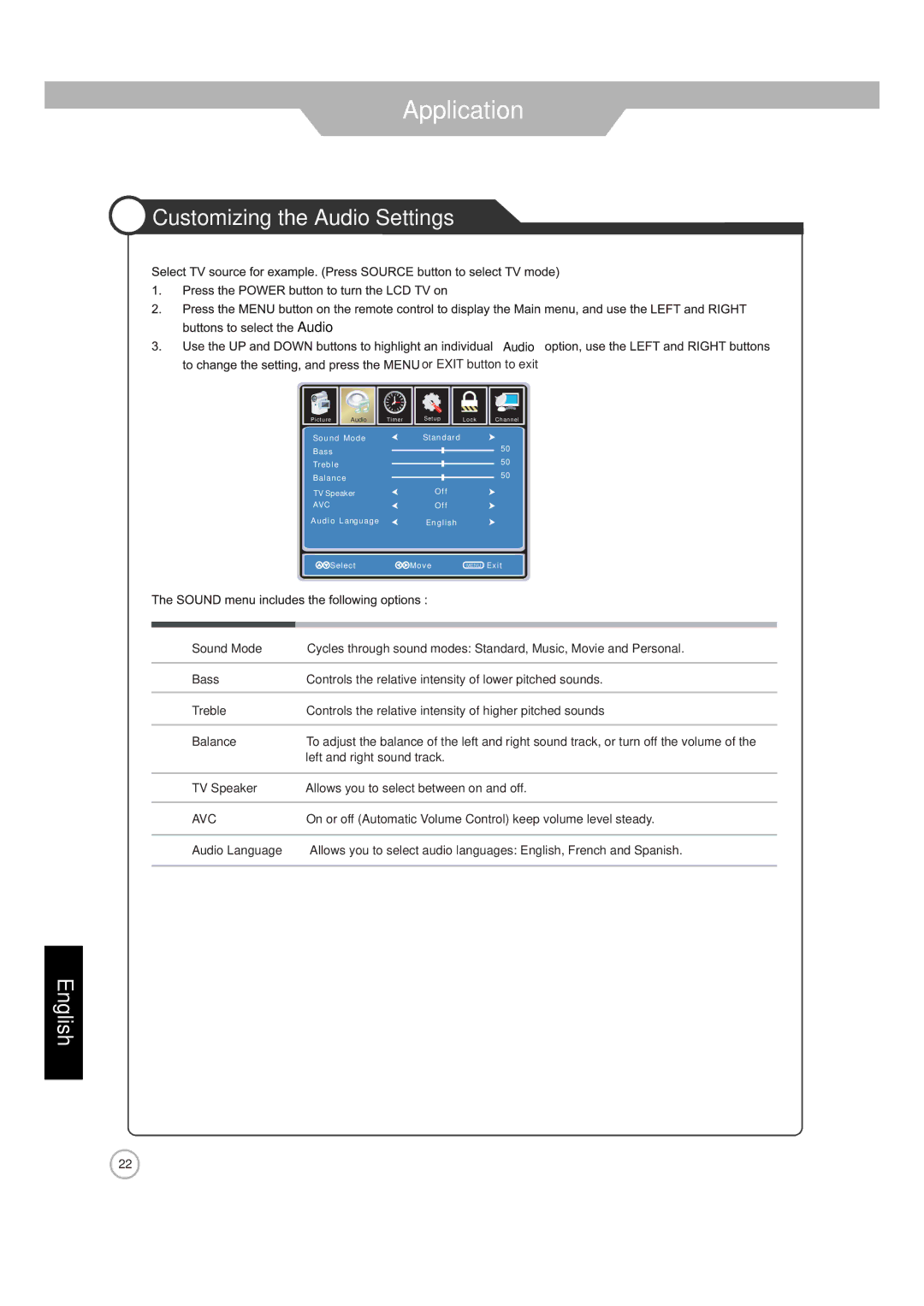 Jensen JE1911 manual Customizing the Audio Settings 