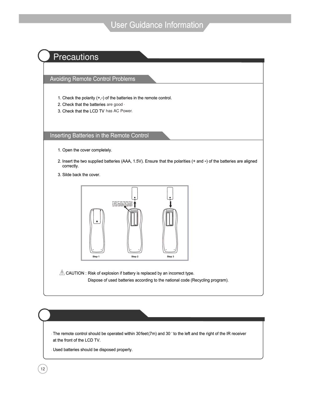 Jensen JE2608WV manual Precautions 