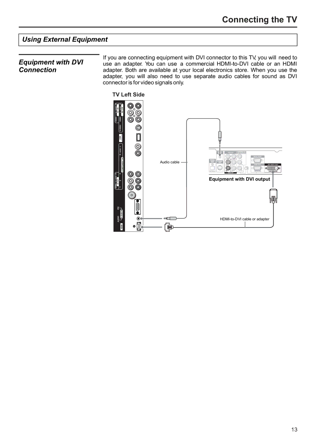 Jensen JE2707 operation manual Using External Equipment Equipment with DVI Connection 