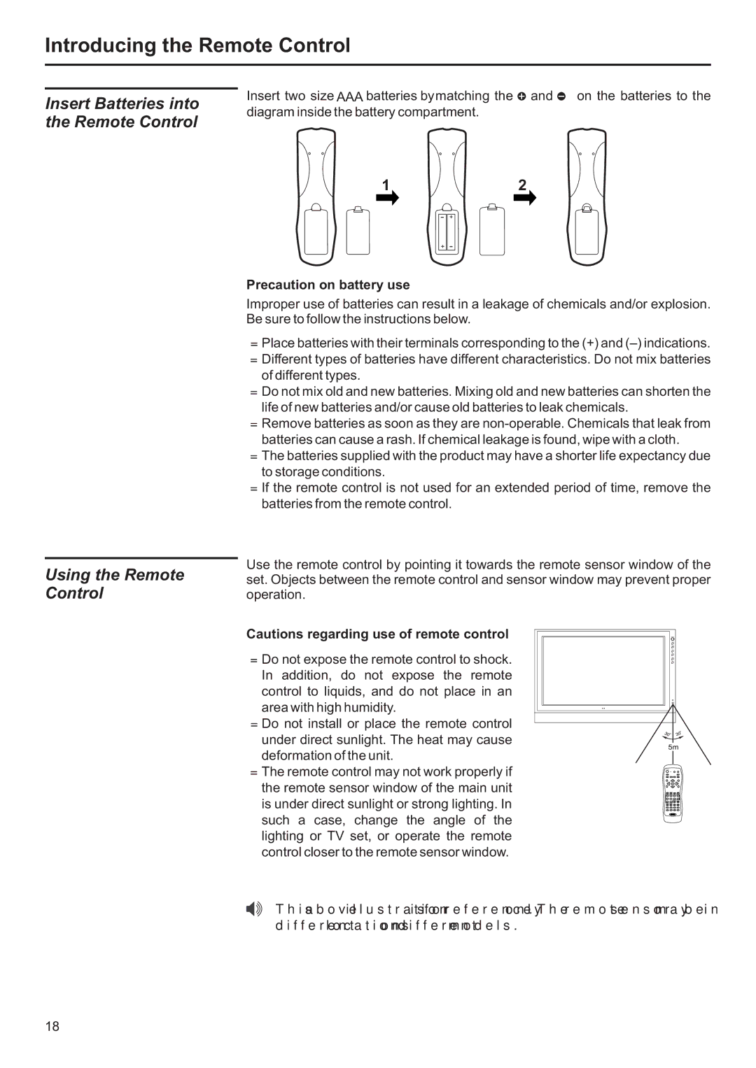 Jensen JE2707 operation manual Introducing the Remote Control, Precaution on battery use 