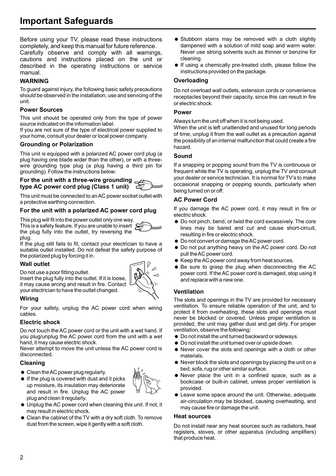 Jensen JE2707 operation manual Important Safeguards 