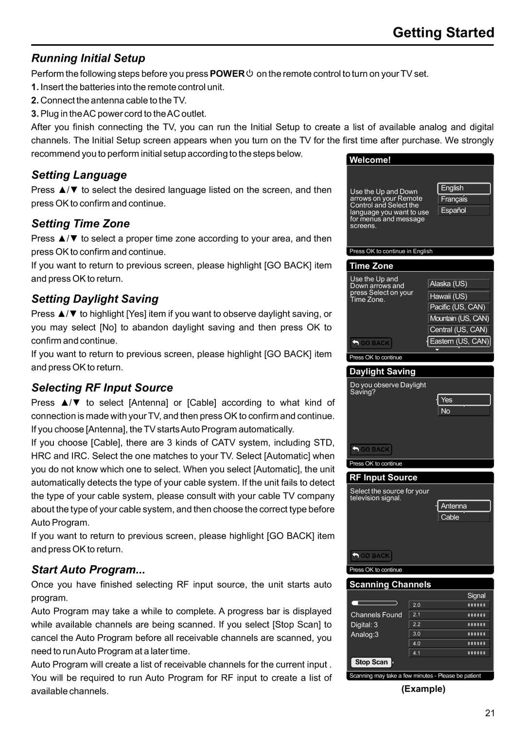 Jensen JE3207 operation manual Getting Started 