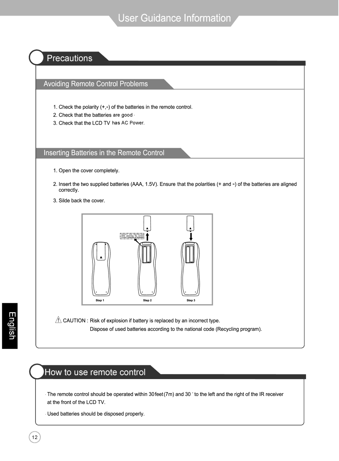 Jensen je3211 manual Precautions, English How to use remote control 