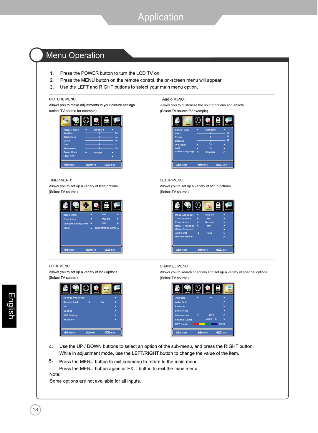 Jensen je3211 manual Menu Operation, Audio 