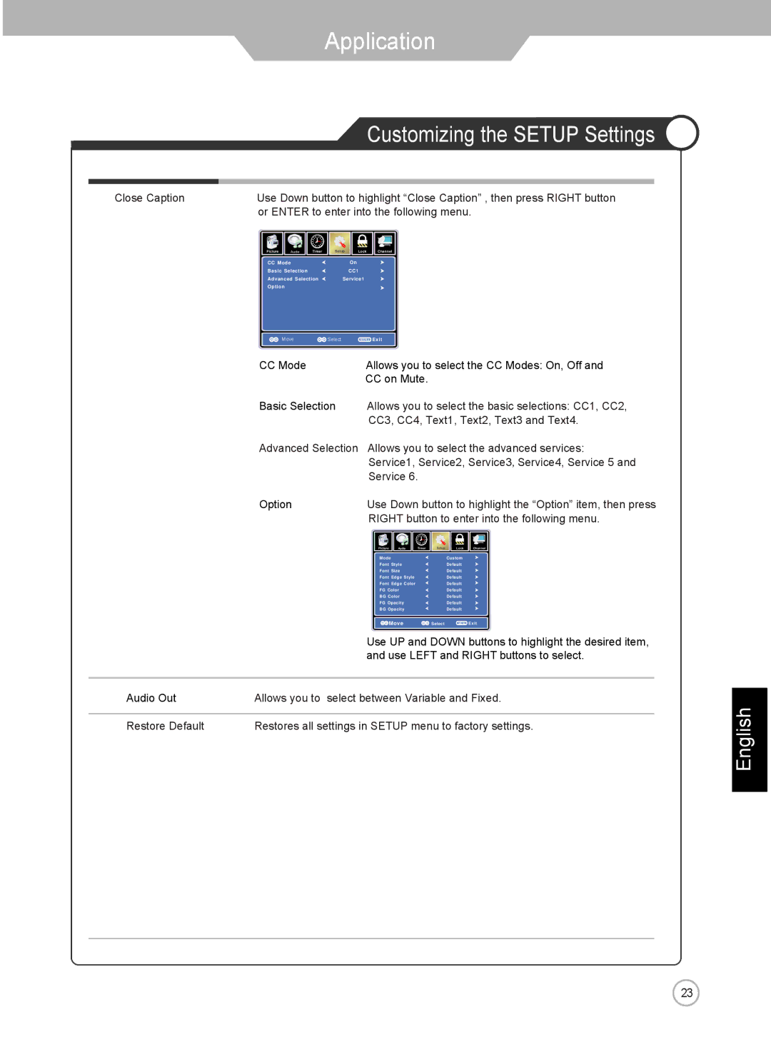 Jensen je3211 manual Customizing the Setup Settings 