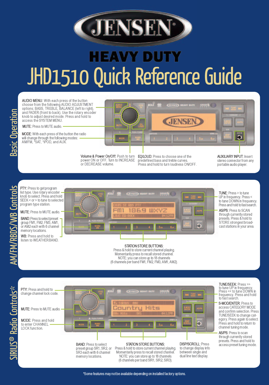 Jensen JHD1510 manual Mute Press to Mute audio, Channels per band FM1, FM2, FM3, AM1, AM2 