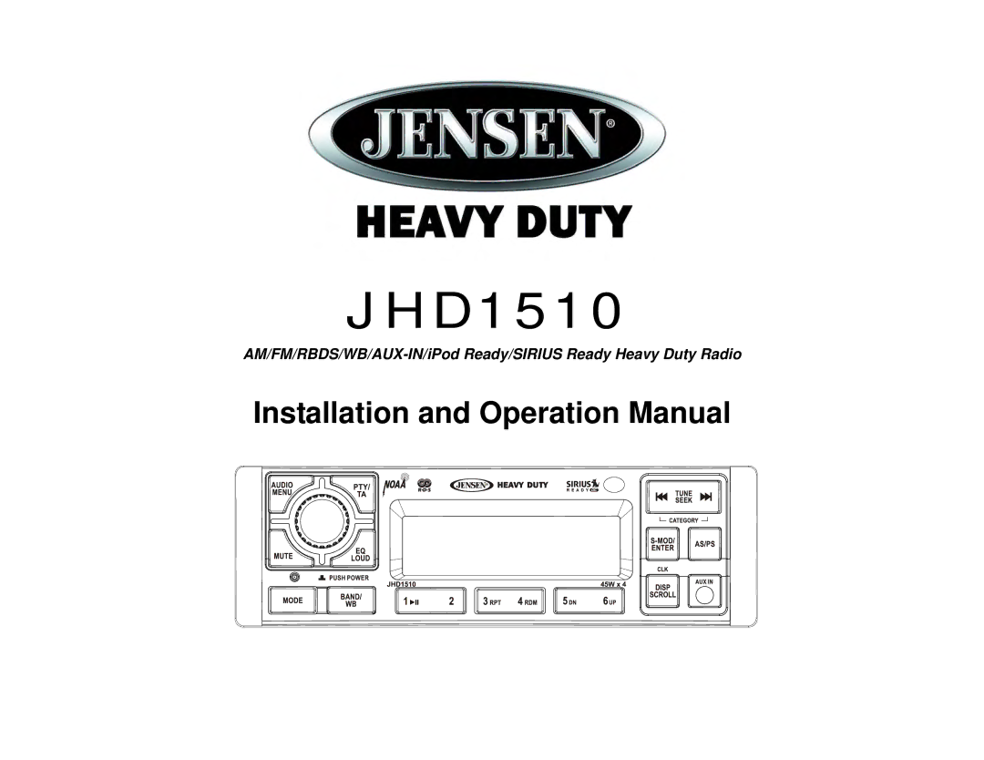 Jensen JHD1510 operation manual 