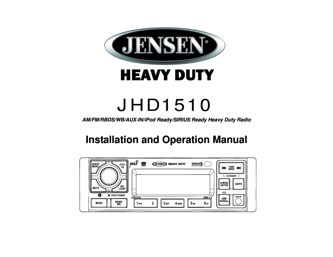 Jensen JHD1510 manual e Guide, Basic Operation, SIRIUS Radio Controls, AM/FM/RBDS/WB Controls, Station Store Buttons 