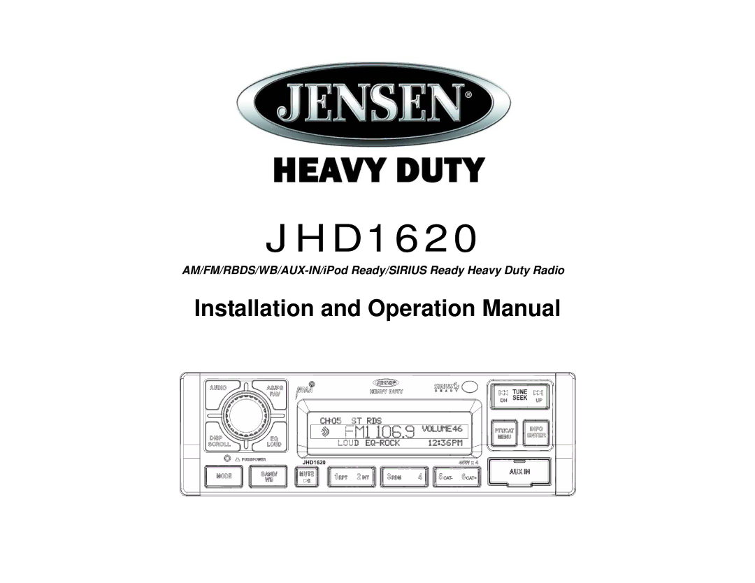 Jensen JHD1620 operation manual 