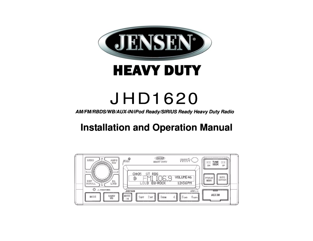 Jensen JHD1620 operation manual 