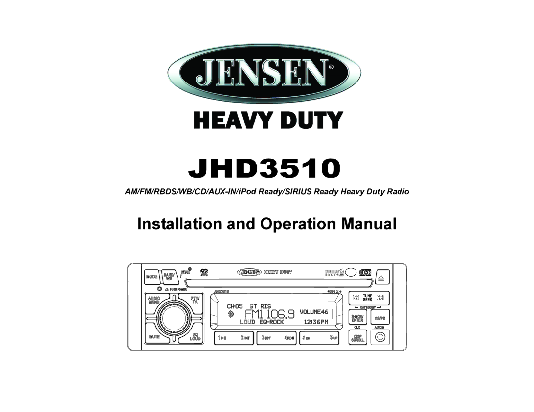 Jensen JHD3510 operation manual 