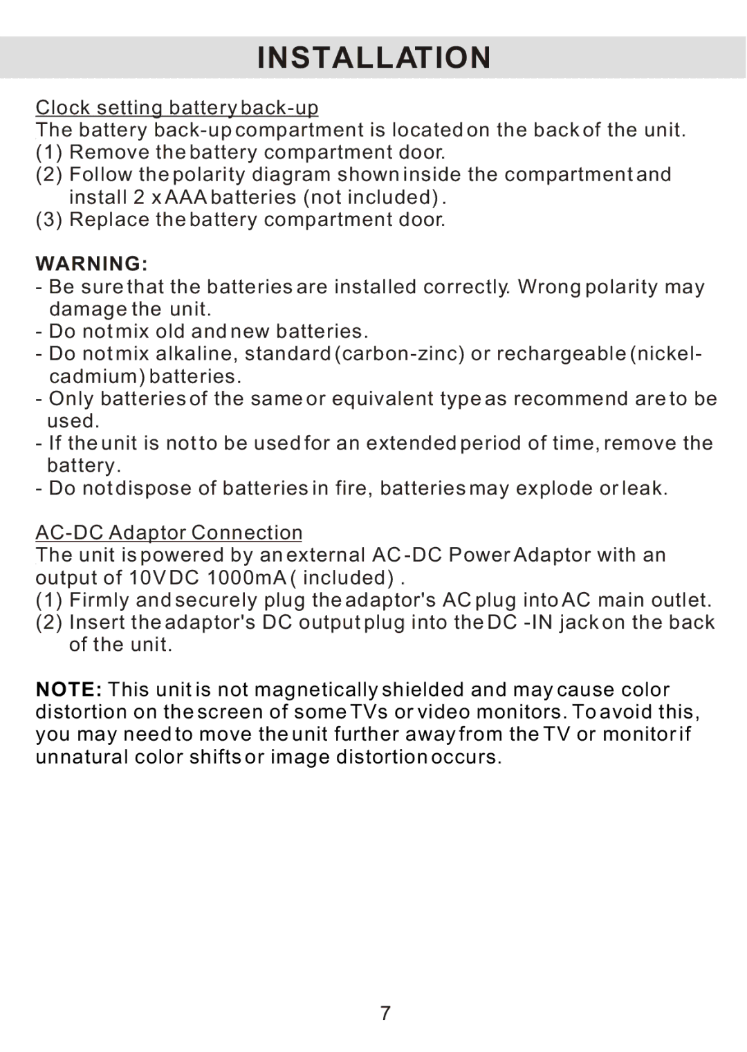 Jensen JiMS-125 owner manual Installation 