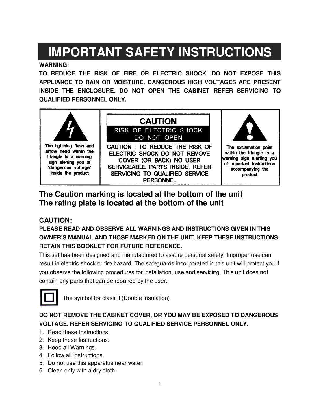 Jensen JiMS-520i owner manual Important Safety Instructions 