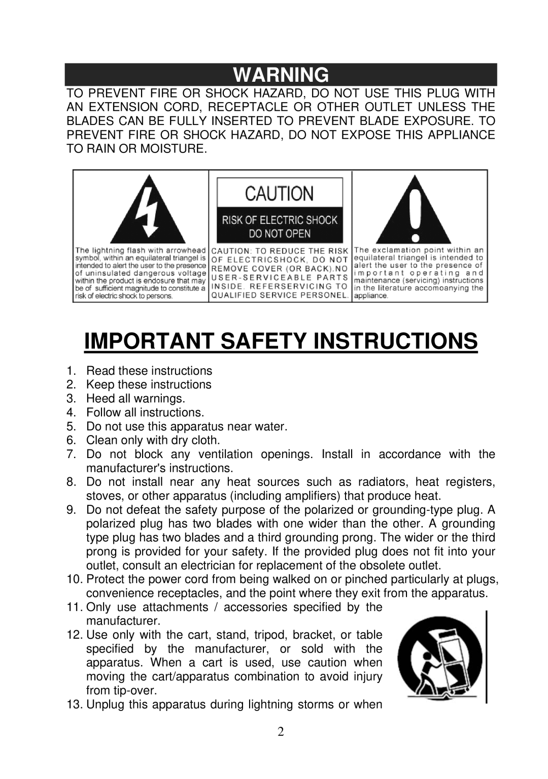 Jensen JiMS-60 owner manual Important Safety Instructions 