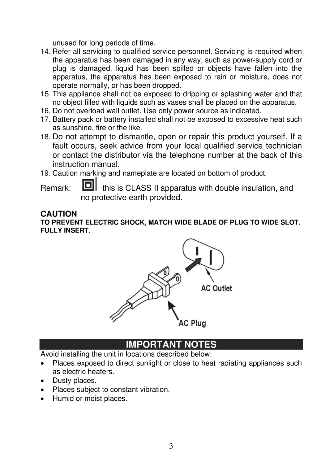 Jensen JiMS-60 owner manual Important Notes 