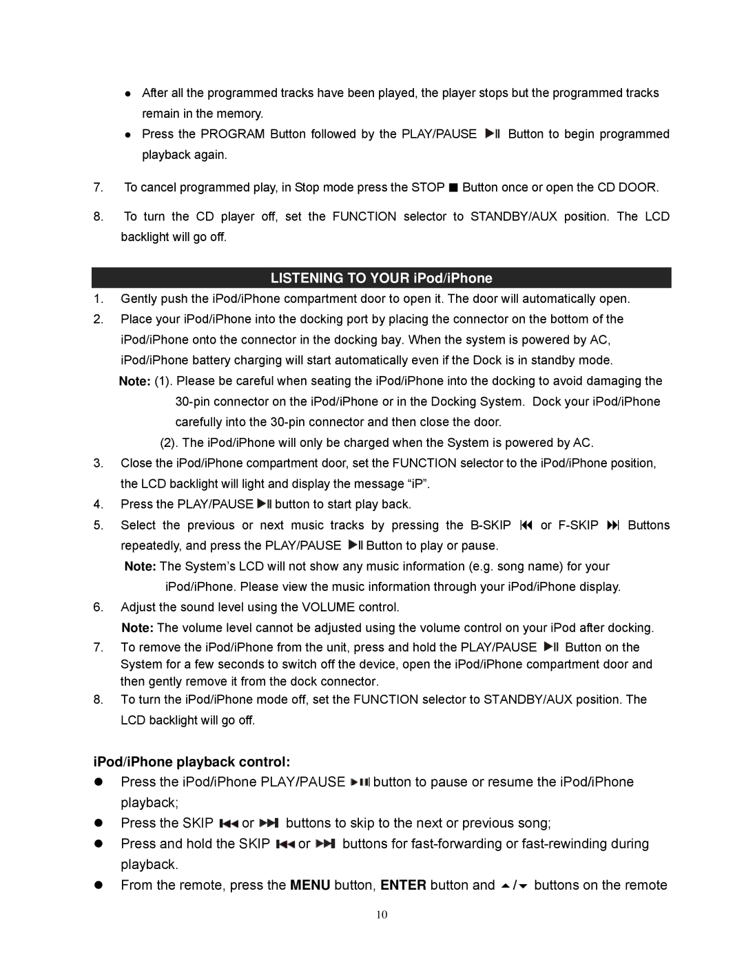 Jensen JISS-300I user manual Listening to Your iPod/iPhone 