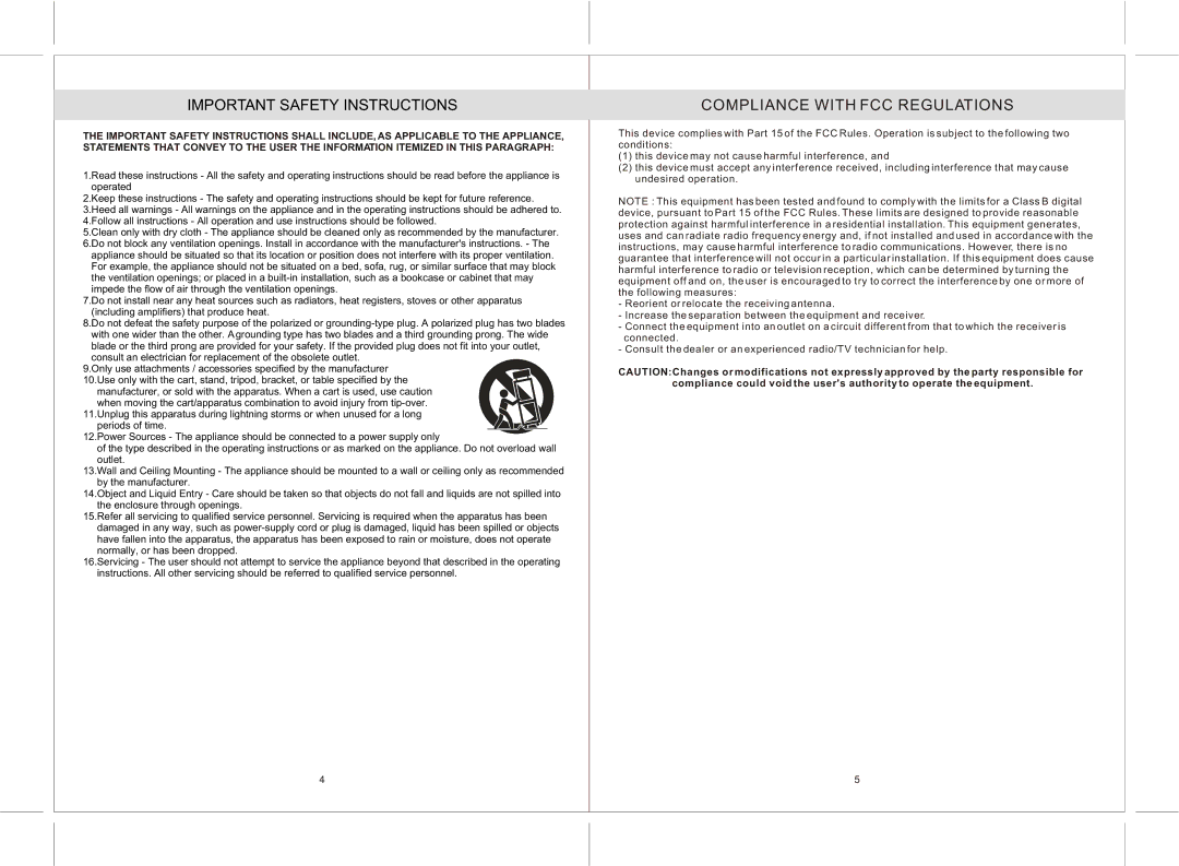 Jensen JiSS-85 owner manual Important Safety Instructions, Compliance with FCC Regulations 