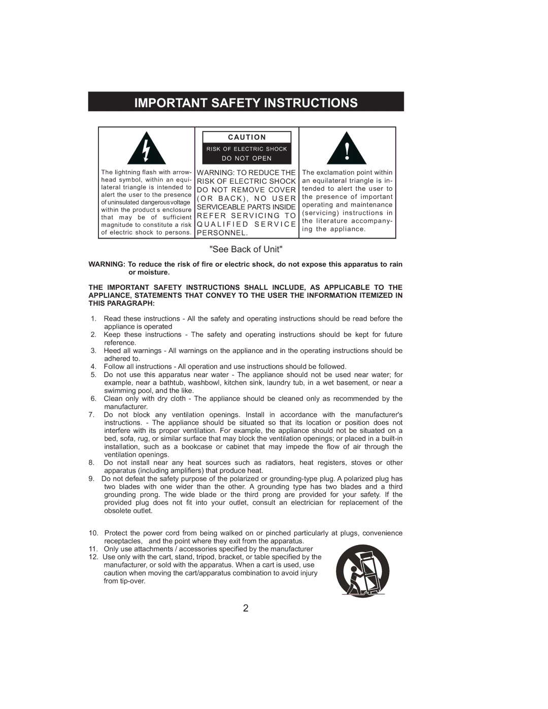 Jensen JMC-1000 manual Importantsafety Instructions, U T I O N 