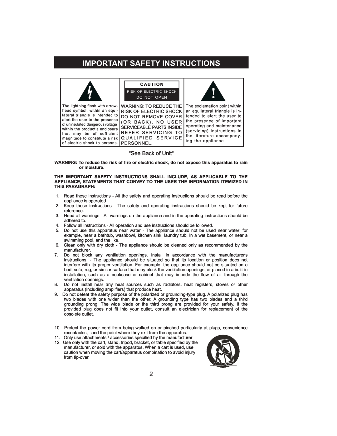 Jensen JMC-1000 manual Importantsafety Instructions, SeeBackofUnit 