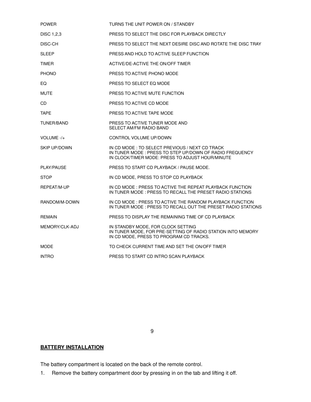 Jensen JMC-1100 owner manual Battery Installation 