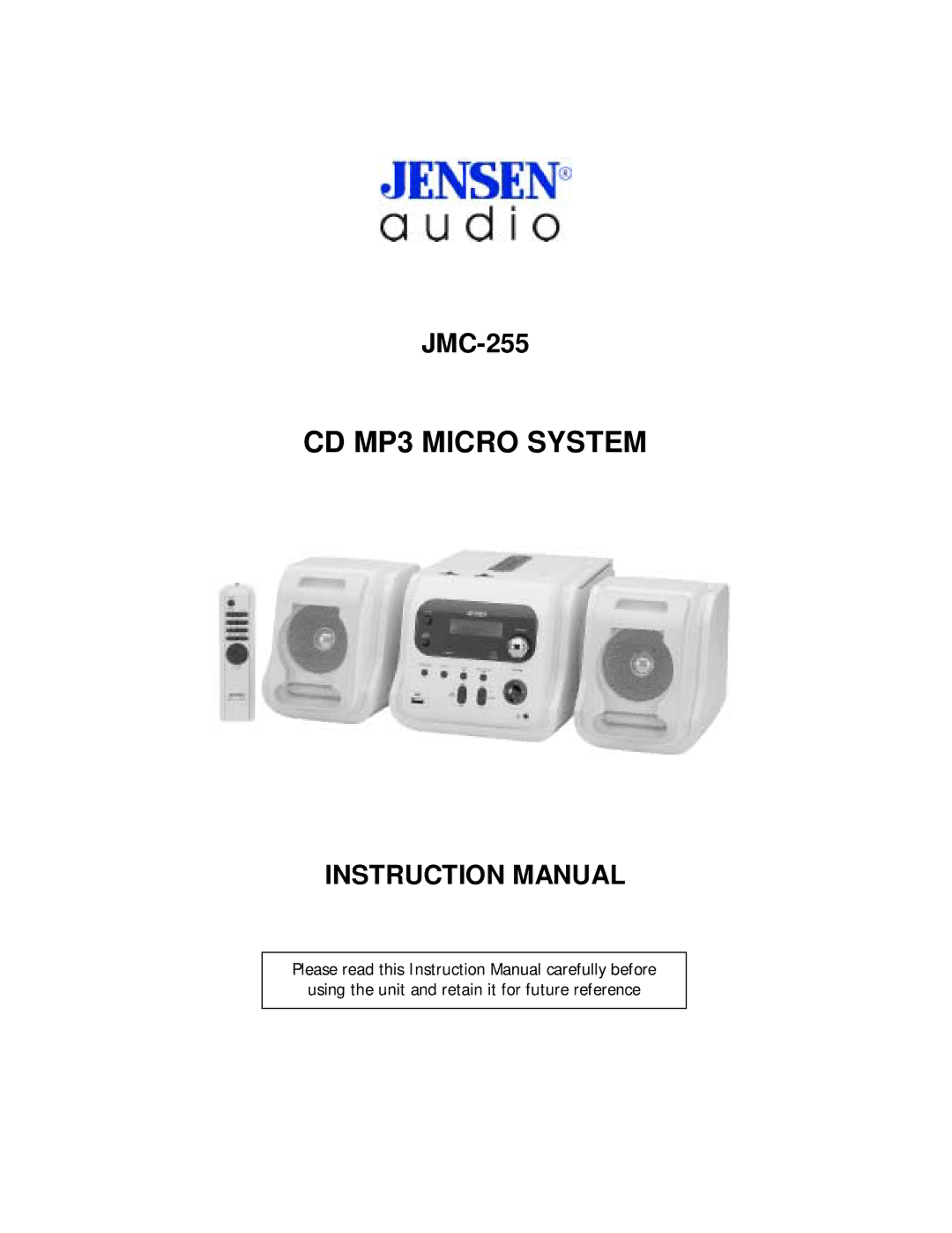 Jensen JMC-255 instruction manual CD MP3 Micro System 