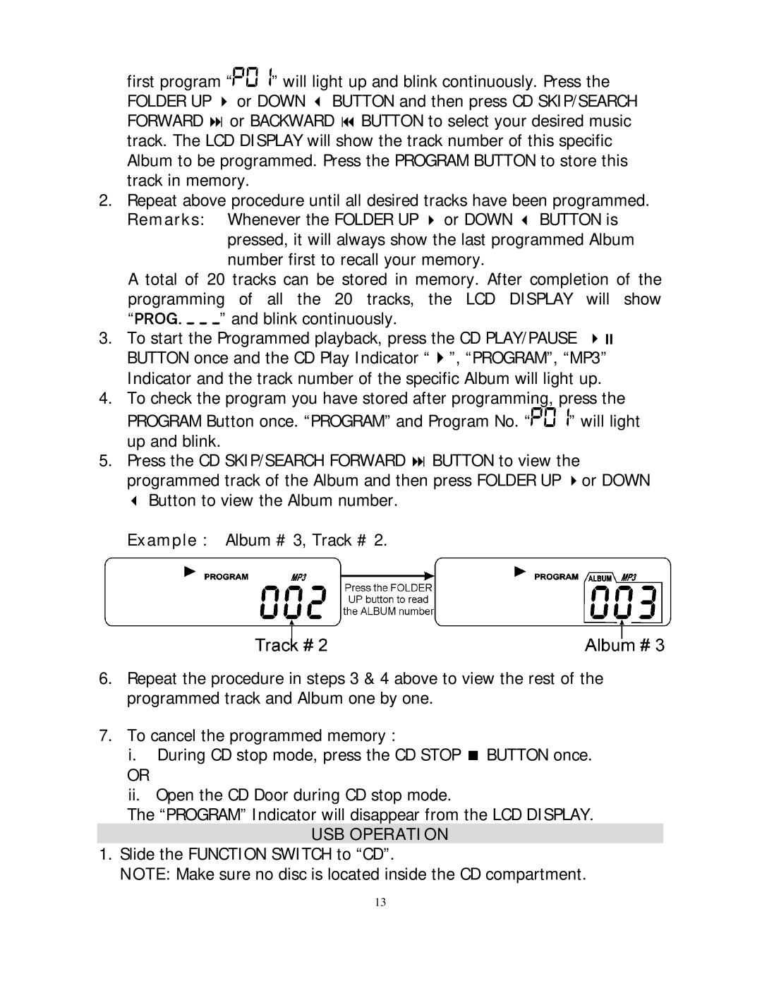 Jensen JMC-255 instruction manual USB Operation 