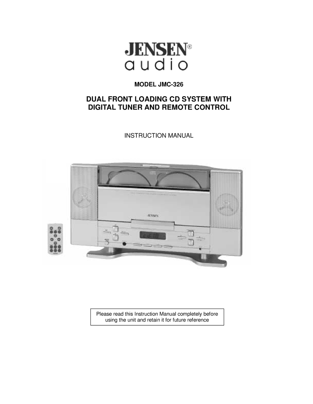 Jensen instruction manual Model JMC-326 