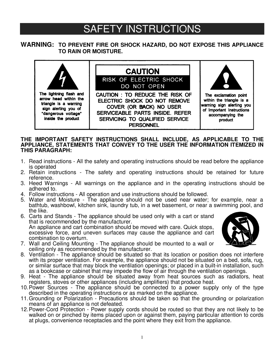 Jensen JMC-326 instruction manual Safety Instructions 