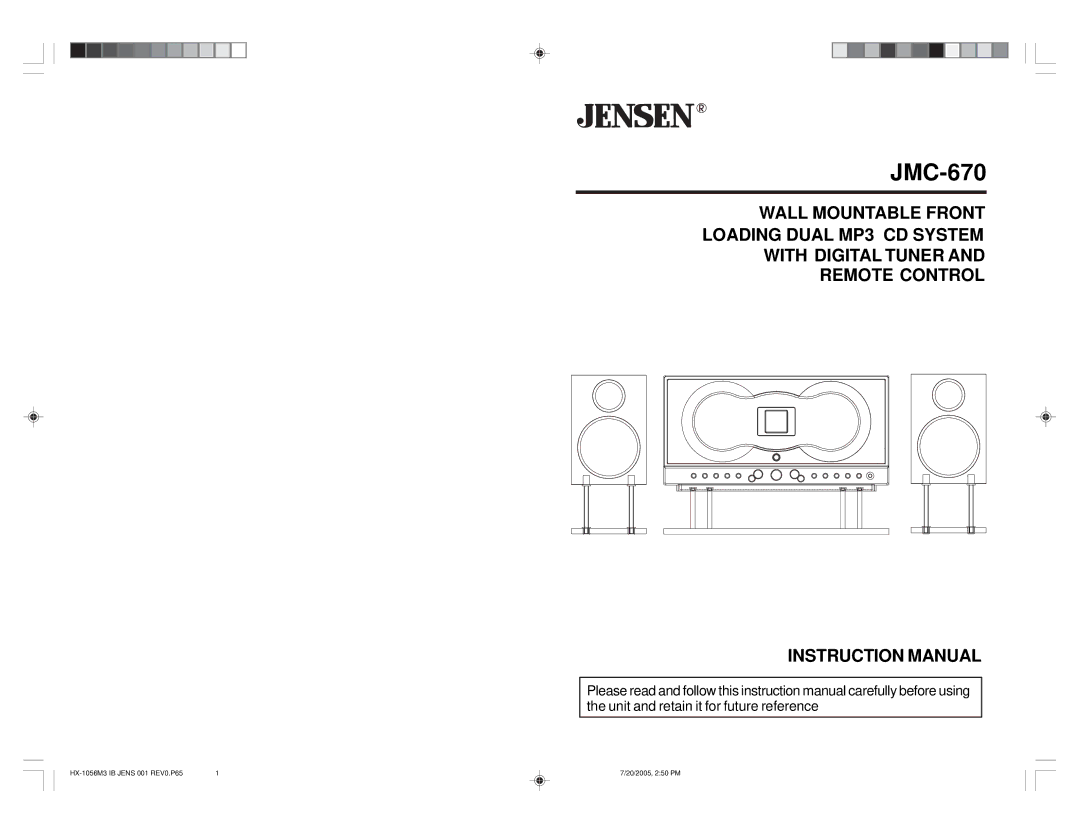 Jensen JMC-670 instruction manual 