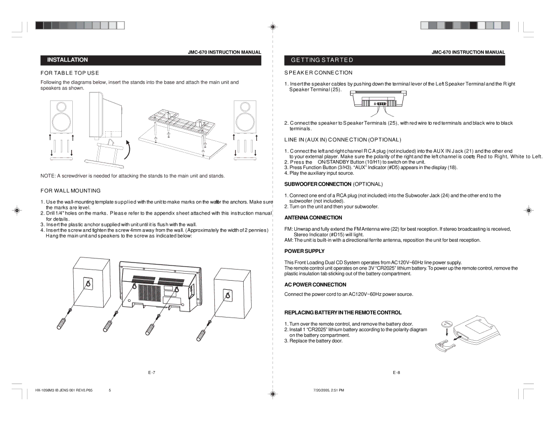 Jensen JMC-670 instruction manual Installation 