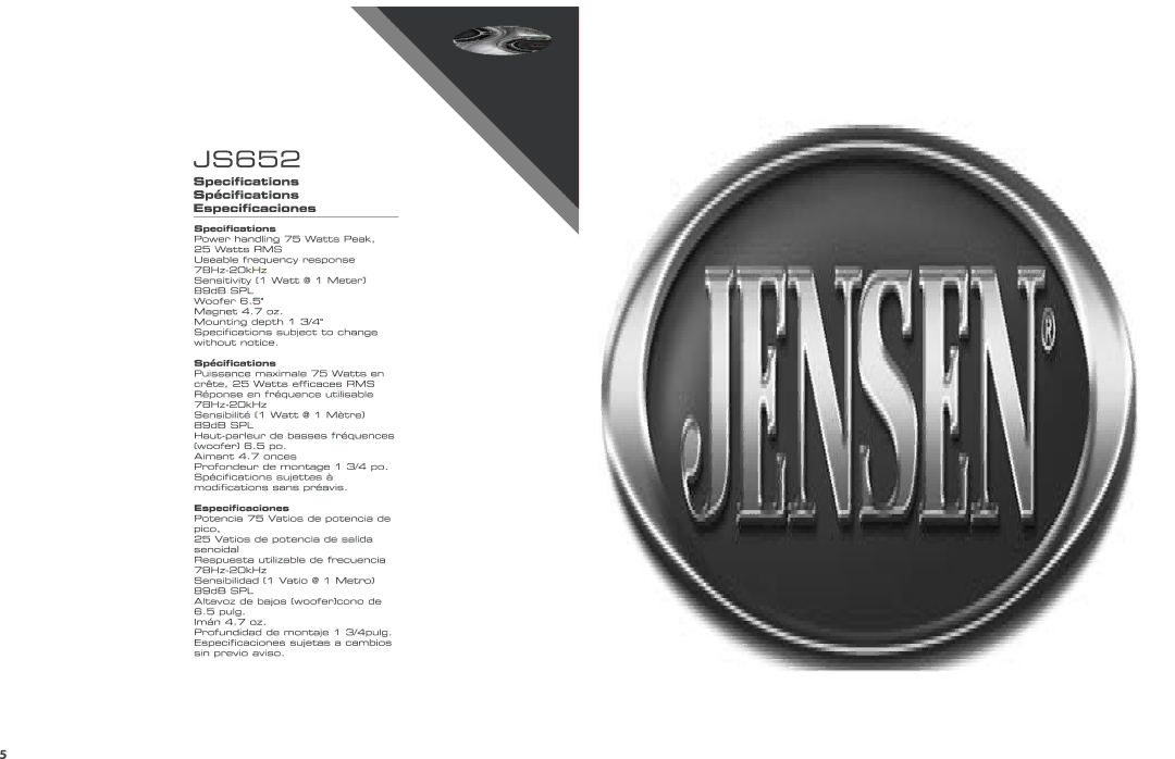 Jensen JS652 manual 