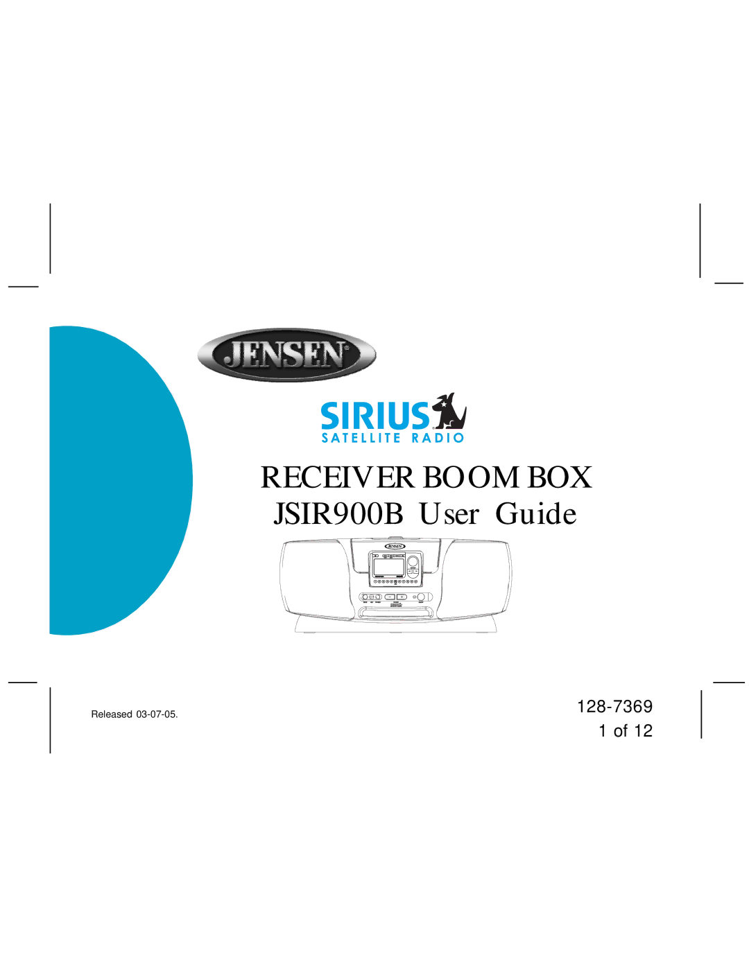 Jensen manual Receiver Boom BOX JSIR900B User Guide 