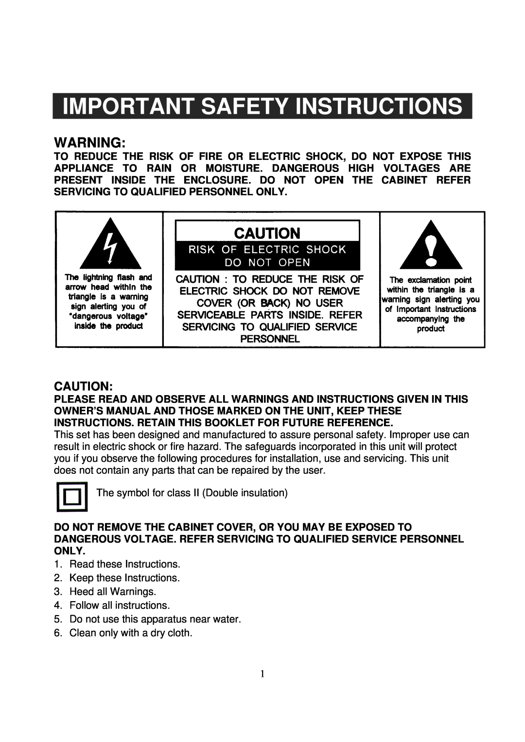 Jensen JTA-450 instruction manual Important Safety Instructions 