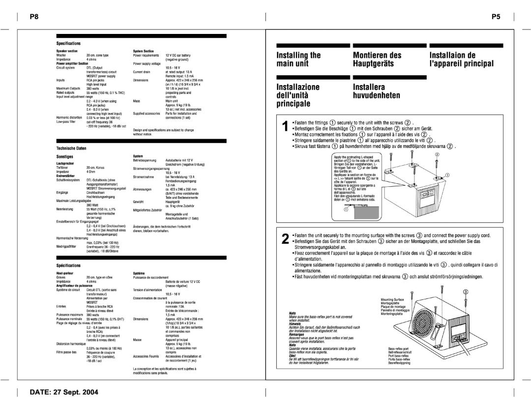 Jensen JXA8BA manual 